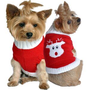 Size XL - Festive Rudolph Reindeer Christmas Knit Dog Sweater Holiday